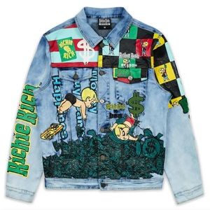 📌Reason x Richie Rich Baller Graphic Print With Embroidery Detail Denim Jacket